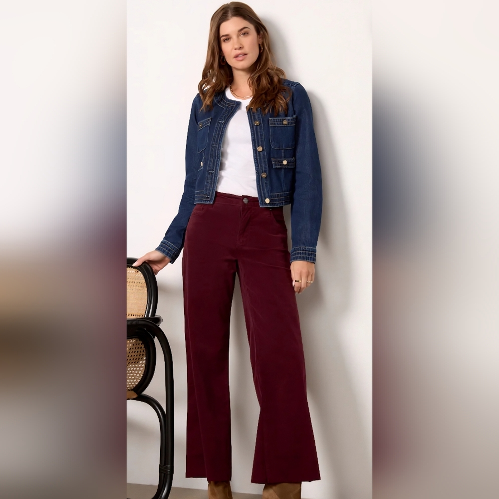 Kut From The Kloth Meg Fab Ab Corduroy Wide Leg Pants, Size 4, Plum
